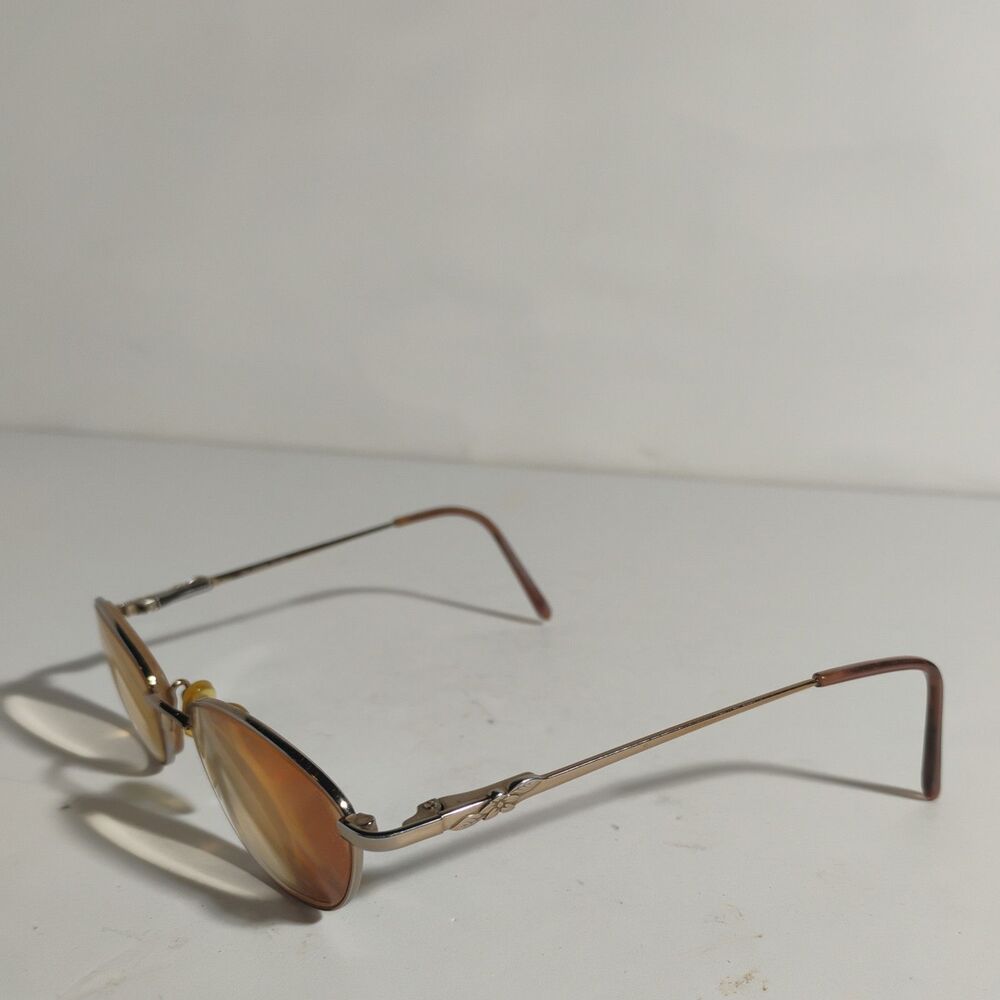 Taupe 135 1036m  48-19 Gold Tone Floral Pattern Eyeglass Frames Only
